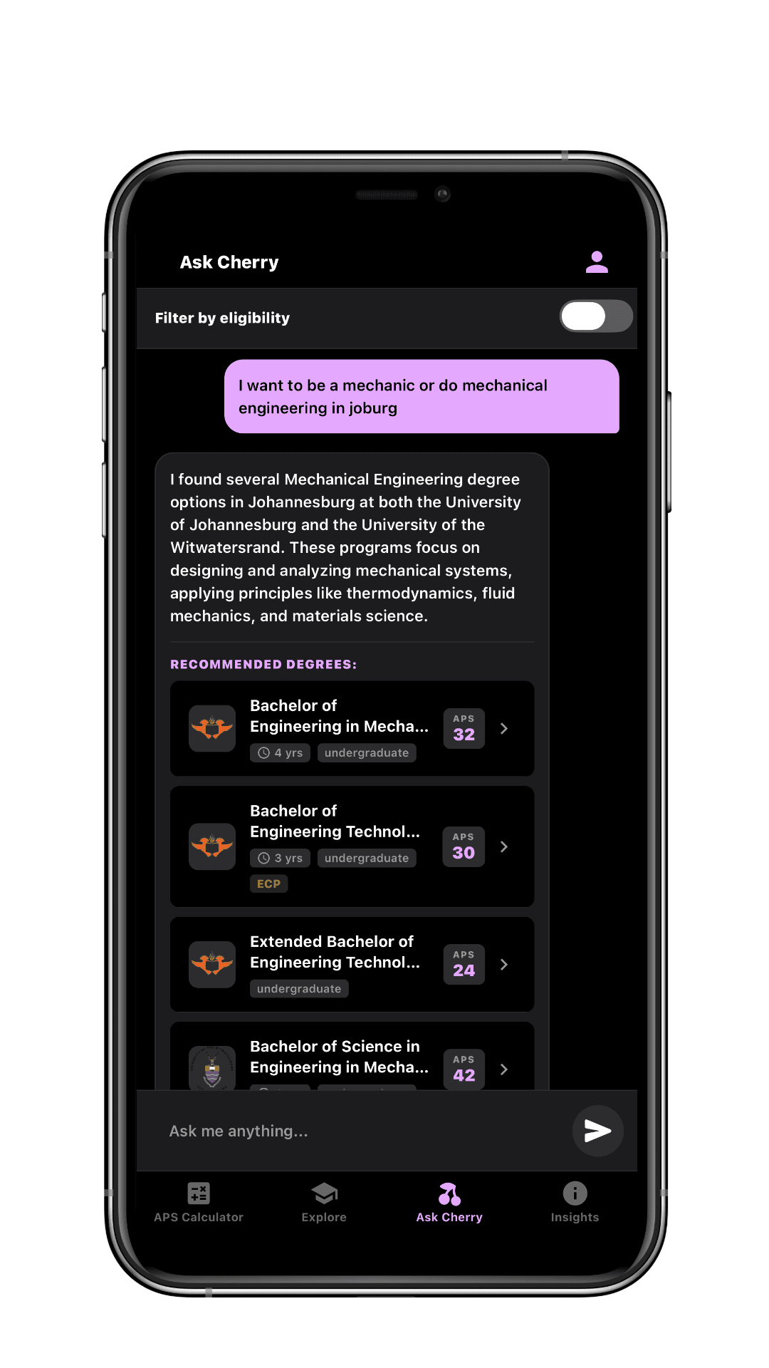 Ask Cherry chatbot